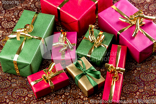 Image of Gifts Wrapped in Vibrant Colors