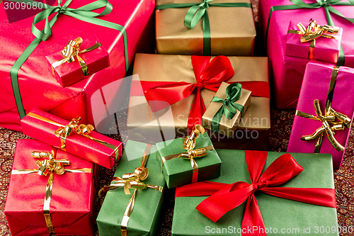 Image of Wrapped Gifts Assorted by Color

