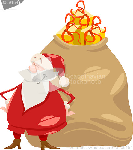 Image of santa with gifts cartoon illustration
