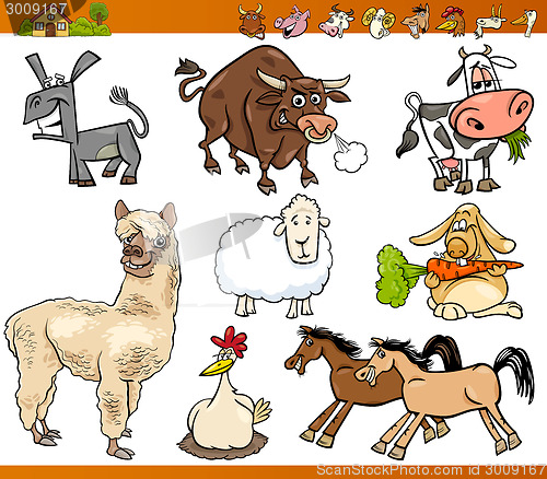 Image of farm animals set cartoon illustration