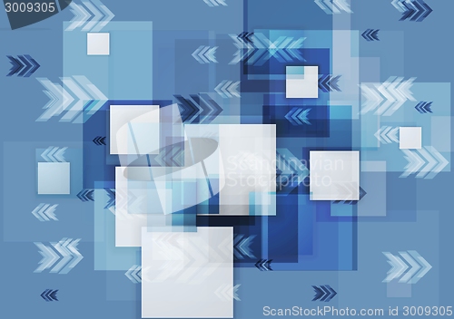 Image of Blue corporate geometry background with squares and arrows