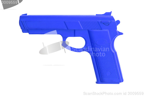 Image of Blue training gun isolated on white