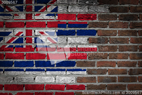 Image of Brick wall texture with flag