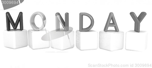 Image of Colorful 3d letters "Monday" on white cubes