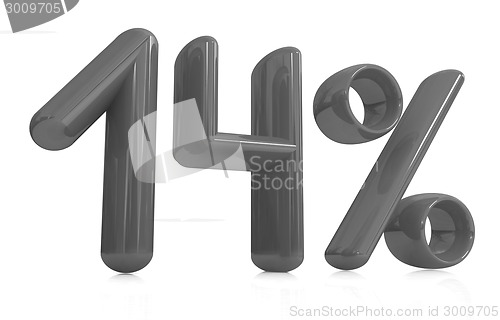 Image of 3d red "14" - fourteen percent