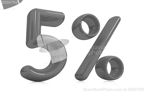 Image of 3d red "5" - five percent