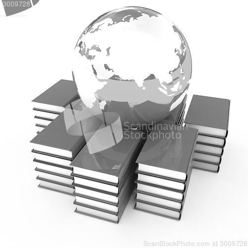 Image of book and earth on a white background