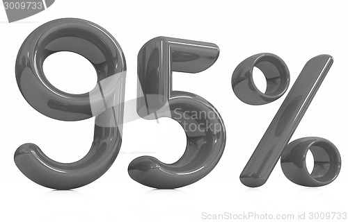 Image of 3d red "95" - ninety five percent