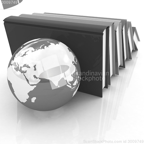 Image of colorful books and Earth