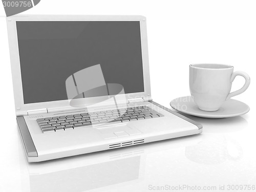 Image of 3d cup and a laptop