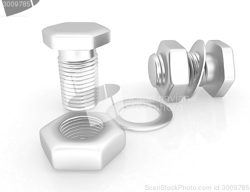Image of stainless steel bolts with a nuts and washers