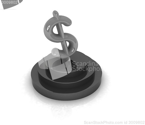 Image of Dollar sign on podium. 3D icon on white