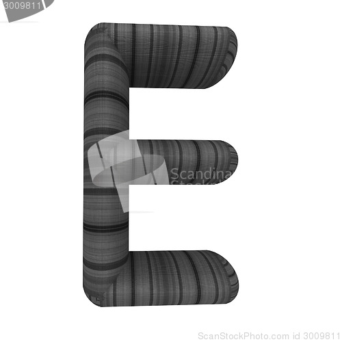 Image of Wooden Alphabet. Letter "E" on a white