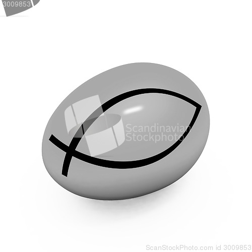 Image of Gold egg with a symbol of Christianity "ichthys"(Jesus Christ is