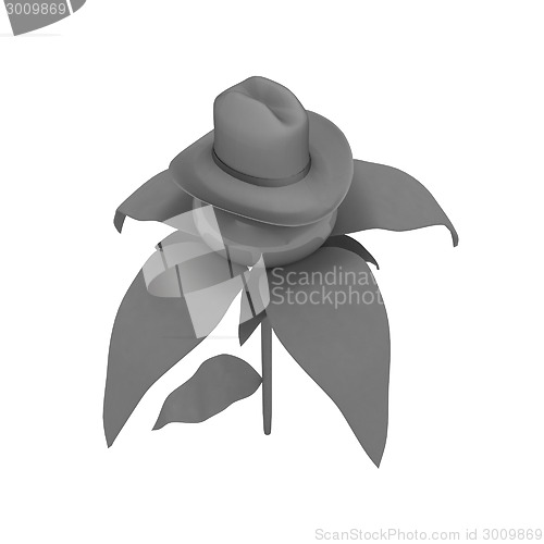 Image of Blue hat on a fantastic flower iisolated on white background