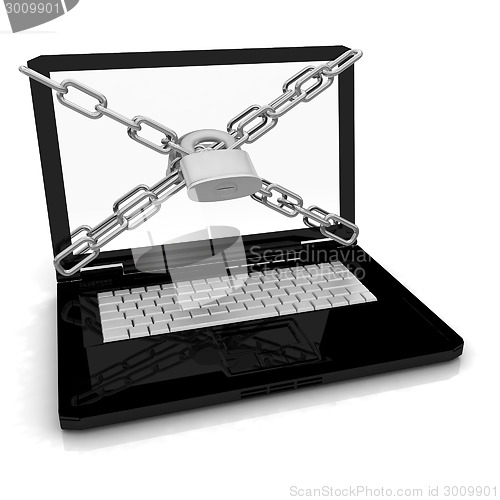 Image of Laptop with lock and chain