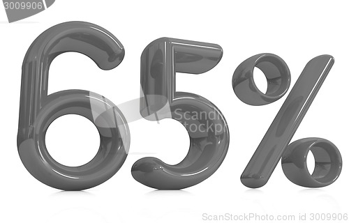 Image of 3d red "65" - sixty five percent