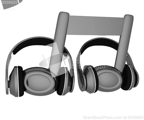 Image of headphones and 3d note