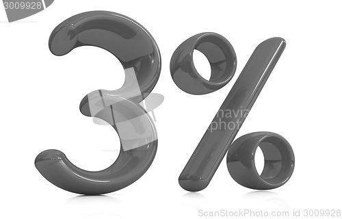 Image of 3d red "3" - three percent