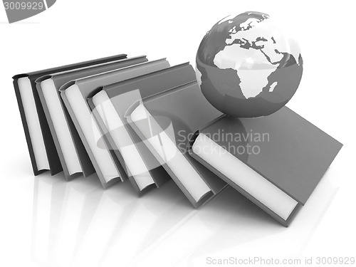 Image of colorful books and Earth