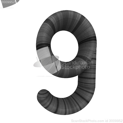 Image of Wooden number "9"- nine on a white. 