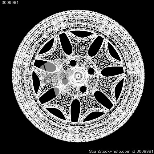 Image of 3d model of car wheel rims