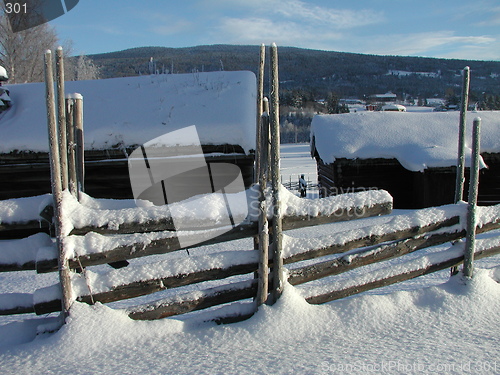 Image of Fence in snow