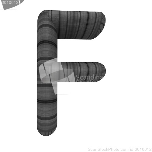 Image of Wooden Alphabet. Letter "F" on a white
