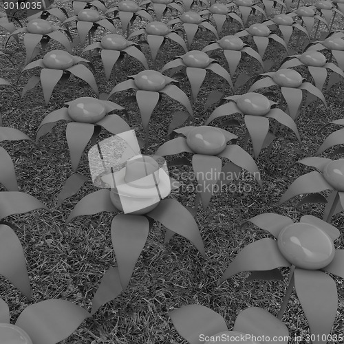 Image of One individuality blue hat on a fantastic flower