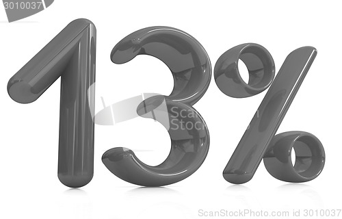 Image of 3d red "13" - thirteen percent