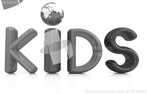 Image of 3d colorful text "Kids"