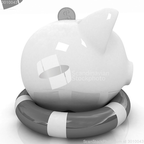 Image of piggy bank on lifebuoy