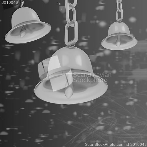 Image of Gold bell on winter or Christmas style background
