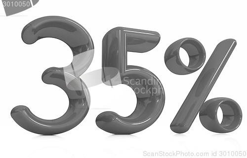 Image of 3d red "35" - thirty five percent