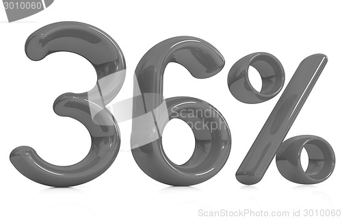 Image of 3d red "36" - thirty six percent