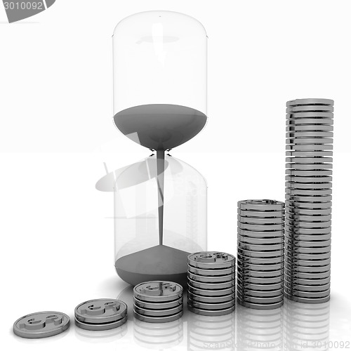 Image of hourglass and coins