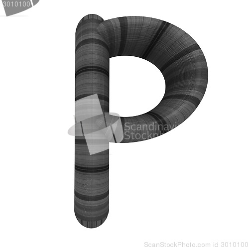 Image of Wooden Alphabet. Letter "P" on a white