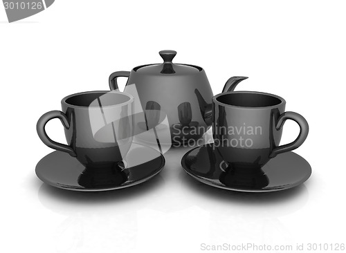 Image of 3d cups and teapot 