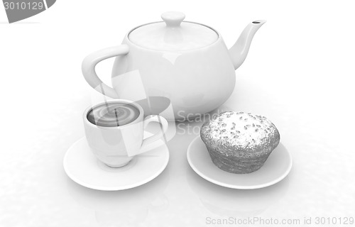 Image of Appetizing pie and cup of coffee