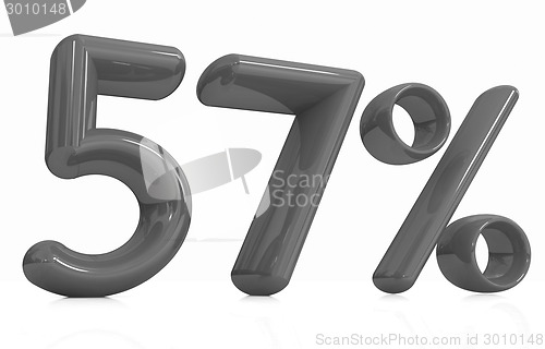 Image of 3d red "57" - fifty seven percent