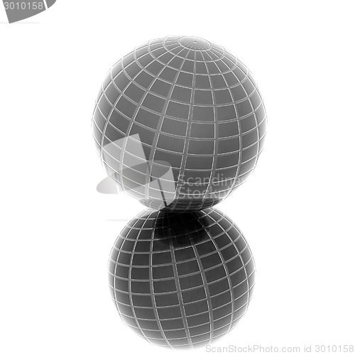 Image of Abstract 3d sphere with blue mosaic design