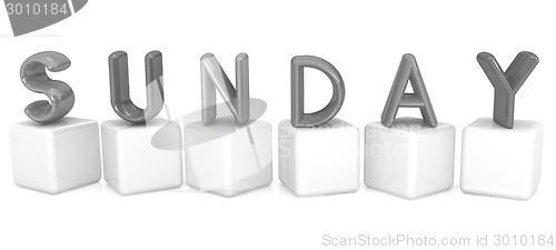 Image of Colorful 3d letters "Sunday" on white cubes