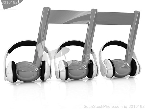 Image of headphones and 3d note