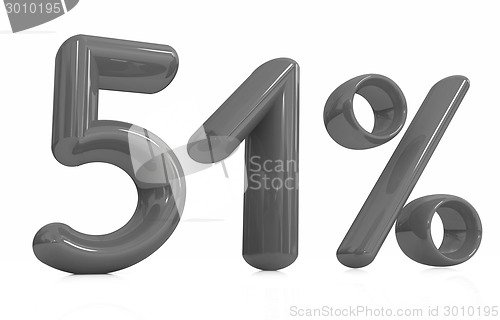 Image of 3d red "51" - fifty one percent