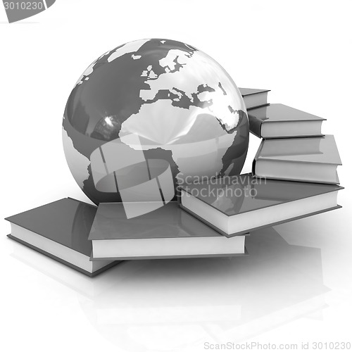 Image of colorful books and Earth