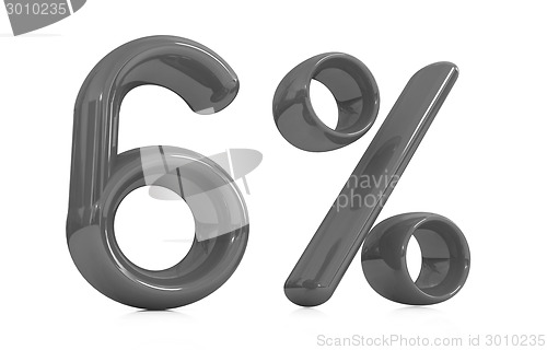 Image of 3d red "6" - six percent