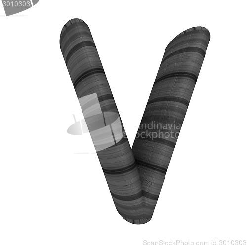 Image of Wooden Alphabet. Letter "V" on a white