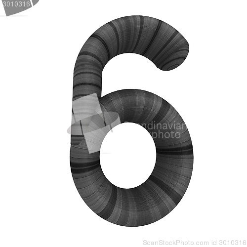 Image of Wooden number "6"- six on a white. 