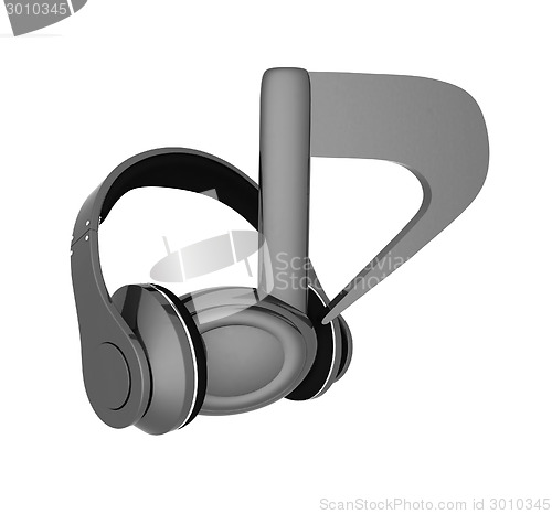 Image of headphones and 3d note