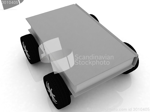 Image of On race cars in the world of knowledge concept
